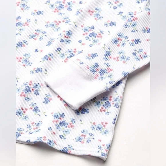 Amazon Essentials Womens Waffle Snug Fit Pajama Set- White Floral- US XS - Picture 2 of 8